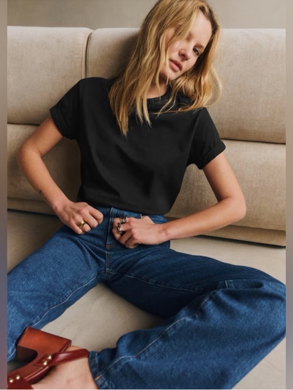 Sezane Conrad t-shirt organic cotton Black
